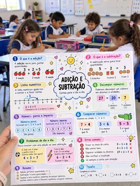 Professora Carla Mendes com mapa mental impresso em sala de aula